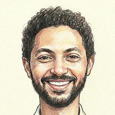 Colored-pencil caricature portrait of Tamir Yirga